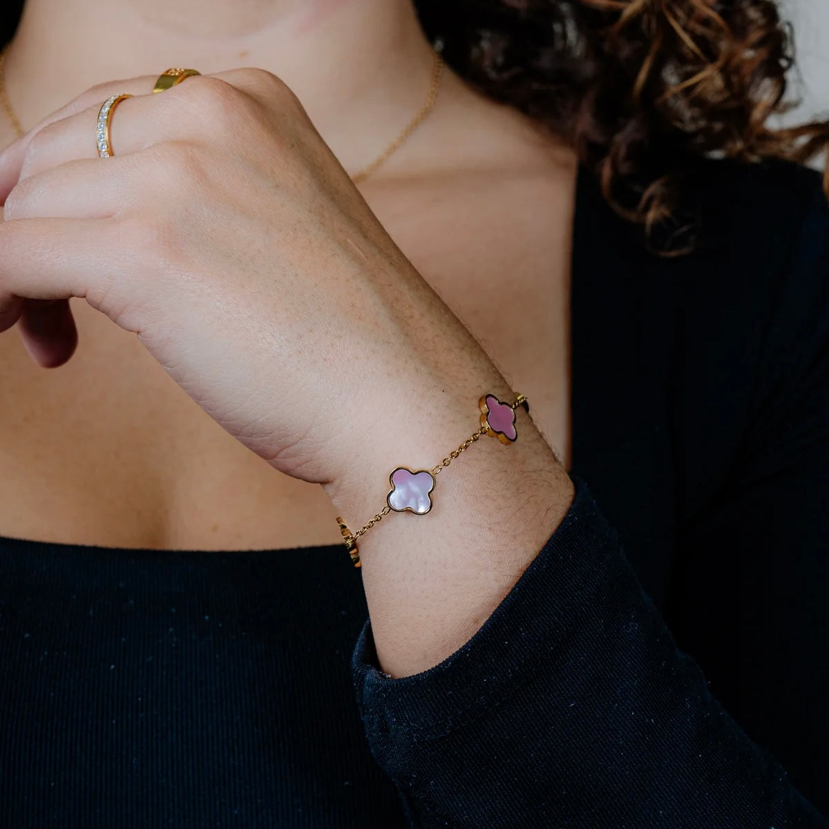 Pink Clover Armband